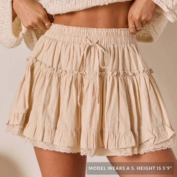 Vici Cream Mini Skirt - Picture 2 of 7